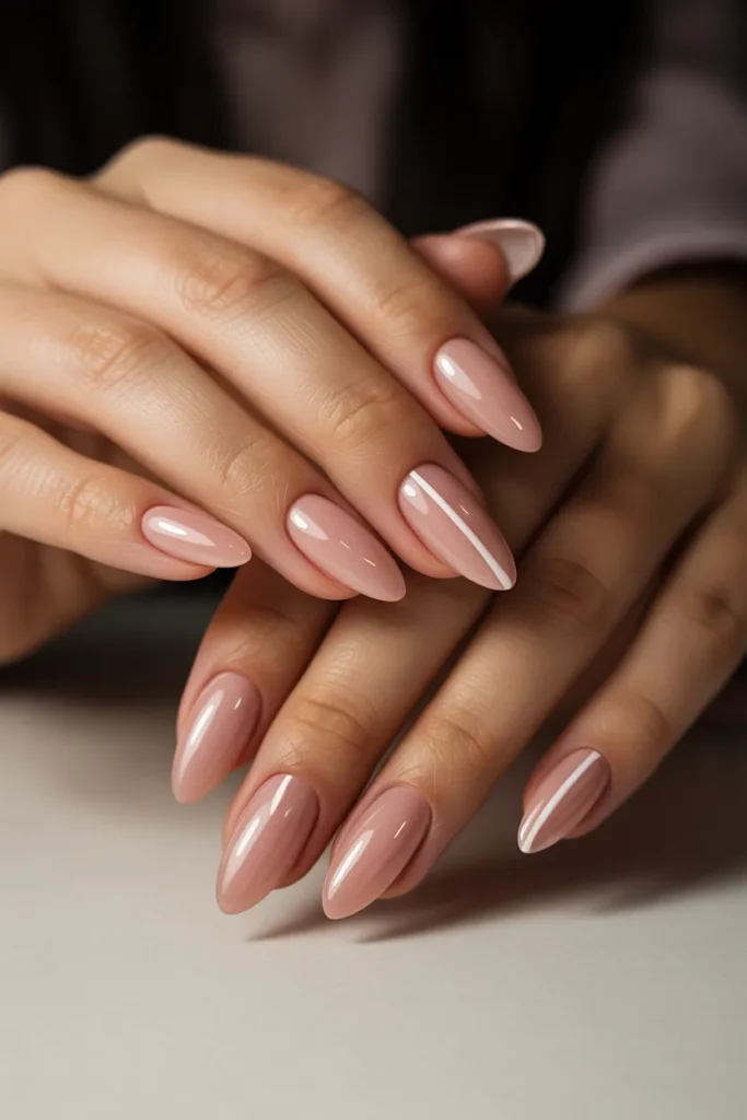 6. Pink Cat Eye Nails Almond — Classic Elegant Length