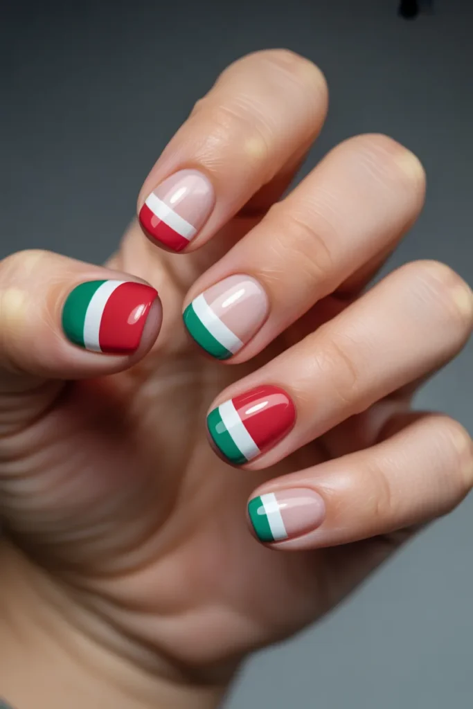 6. Soccer Nail Art — World Cup Flag Colours