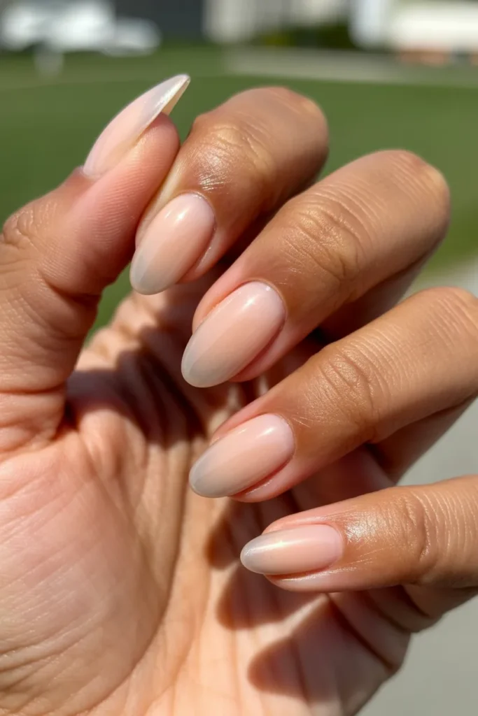 6. Summer Almond Nails Minimal — Glazed Nude