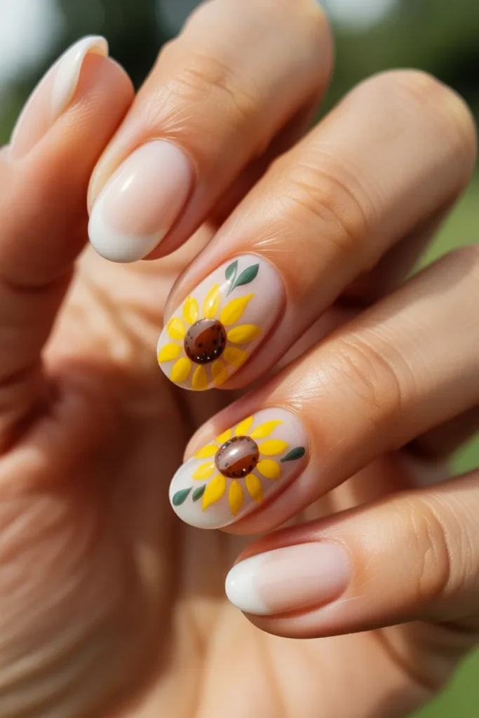 6. Summer Nails Yellow — Sunflower Art on Cream