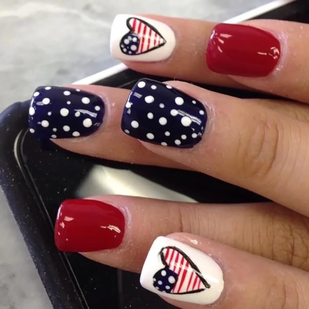6.Red White and Blue Ombre Nails