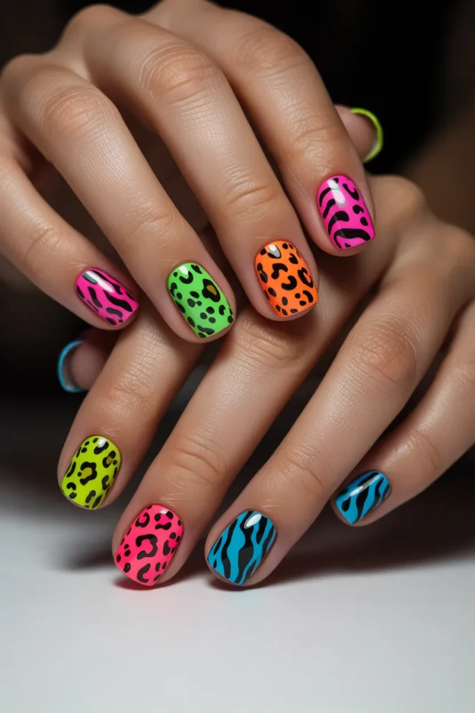 7. Colorful Animal Print Nails — Maximalist Summer Energy