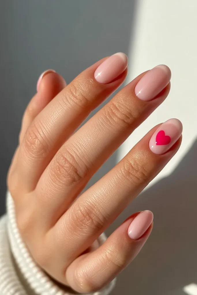 7. Cute Mothers Day Nails — Heart Accent Design