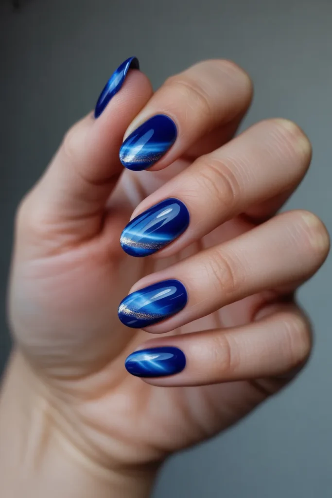 Memorial Day Nails 8 7. Navy Cat Eye Gel — Magnetic Elegance
