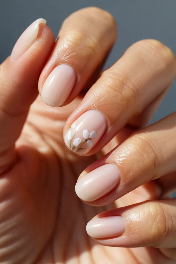 7. Tiny Floral Accent — Cute Nail Ideas Done Right