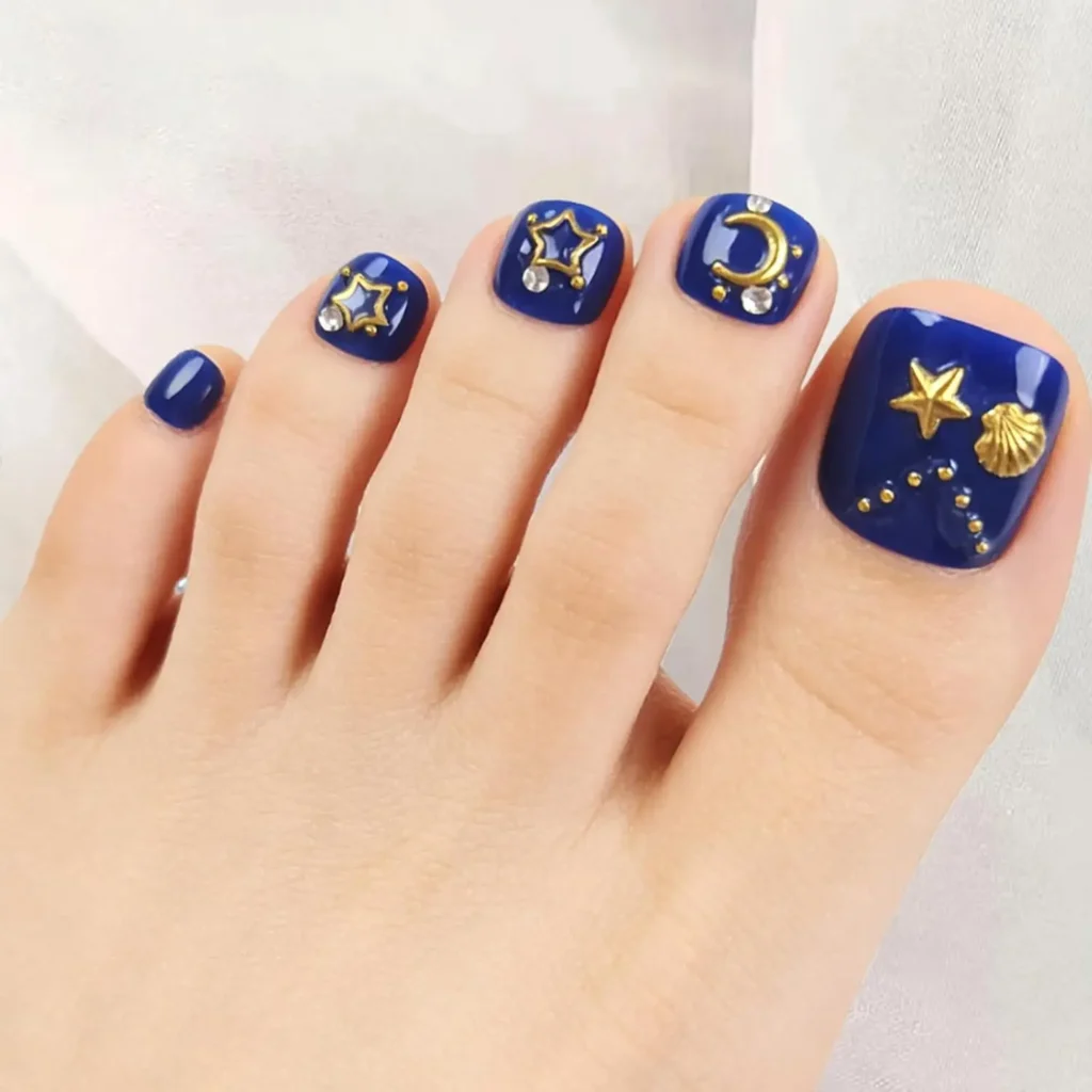 4th of July Toenails 8 7.Navy Blue Press on Toenails