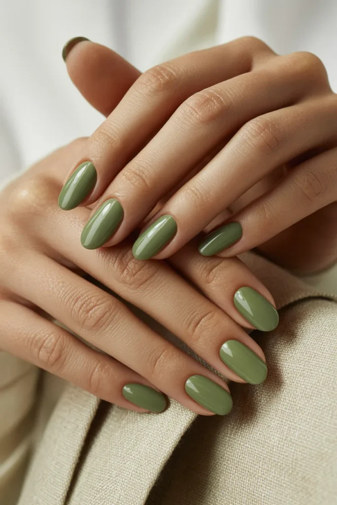 End of Summer Nails 9 8 Muted Sage Green Nails