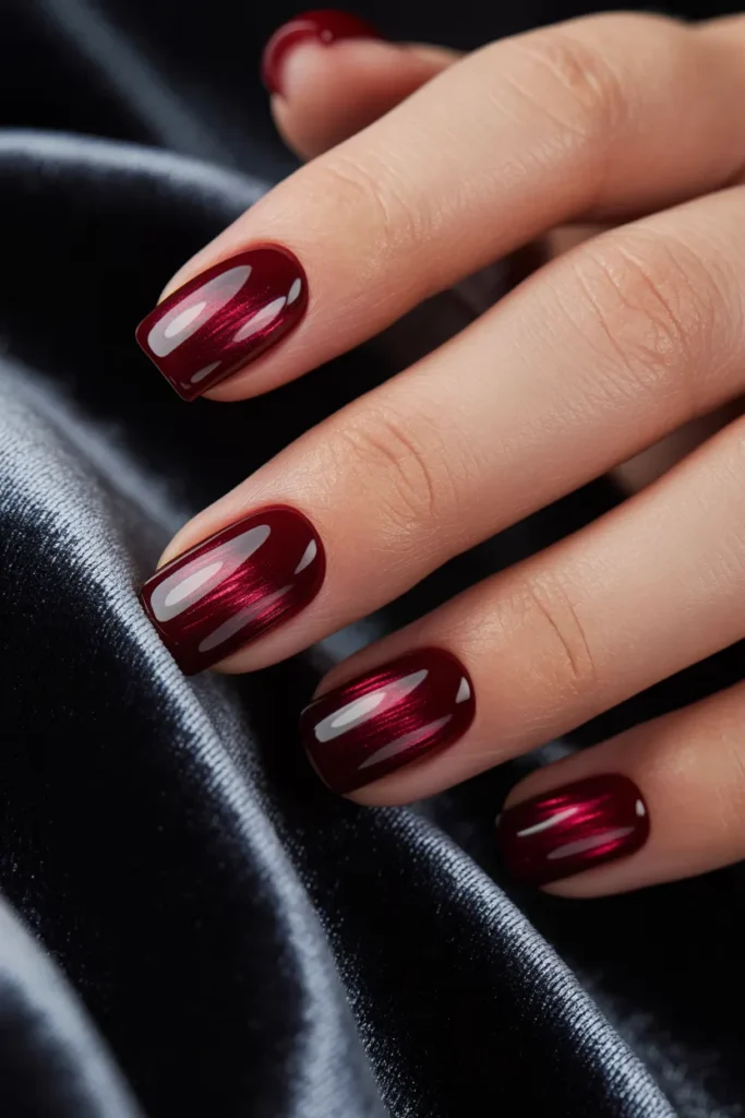 Memorial Day Nails 9 8. Cat Eye Red Gel — Memorial Day Magnetic Square