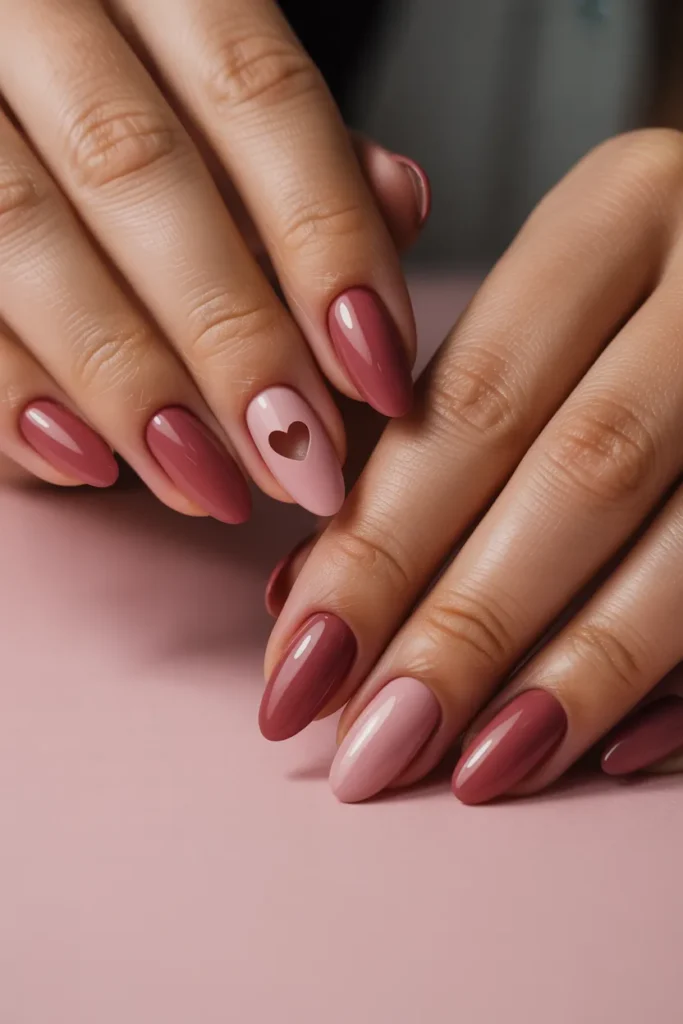 8. Pink Cat Eye Nails Valentines Day — Heart Detail
