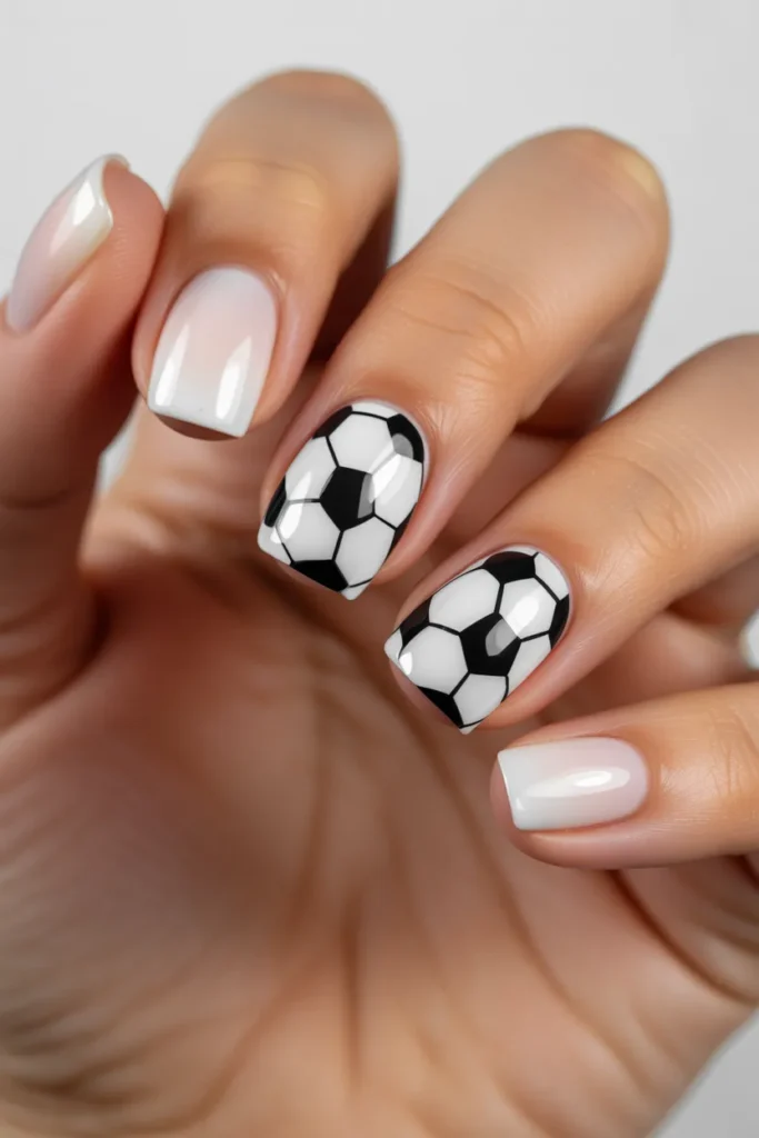 8. Soccer Football Nails Ball Print Design