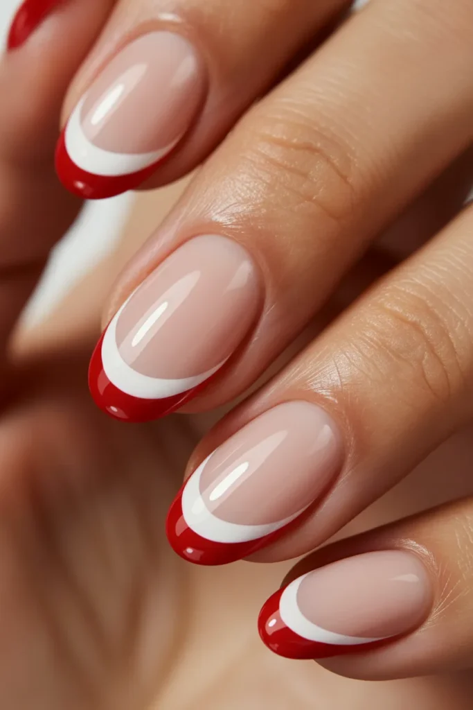 Line French Tip Nails 9 8.Short Almond Bold