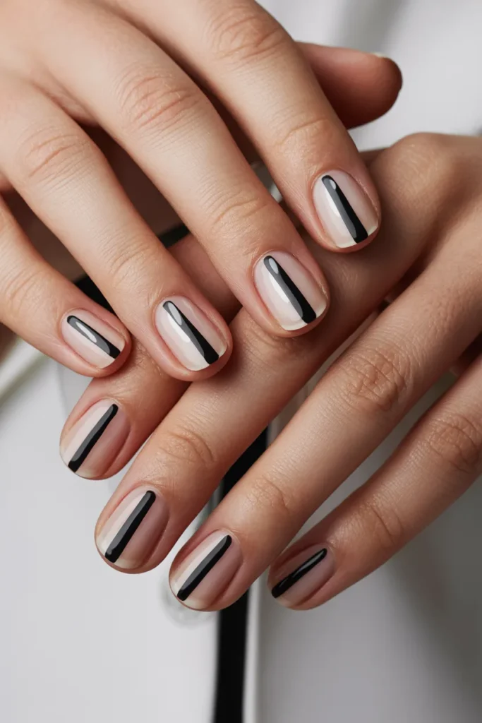 9. Black Lines on Nails for Men — Clean and Understated