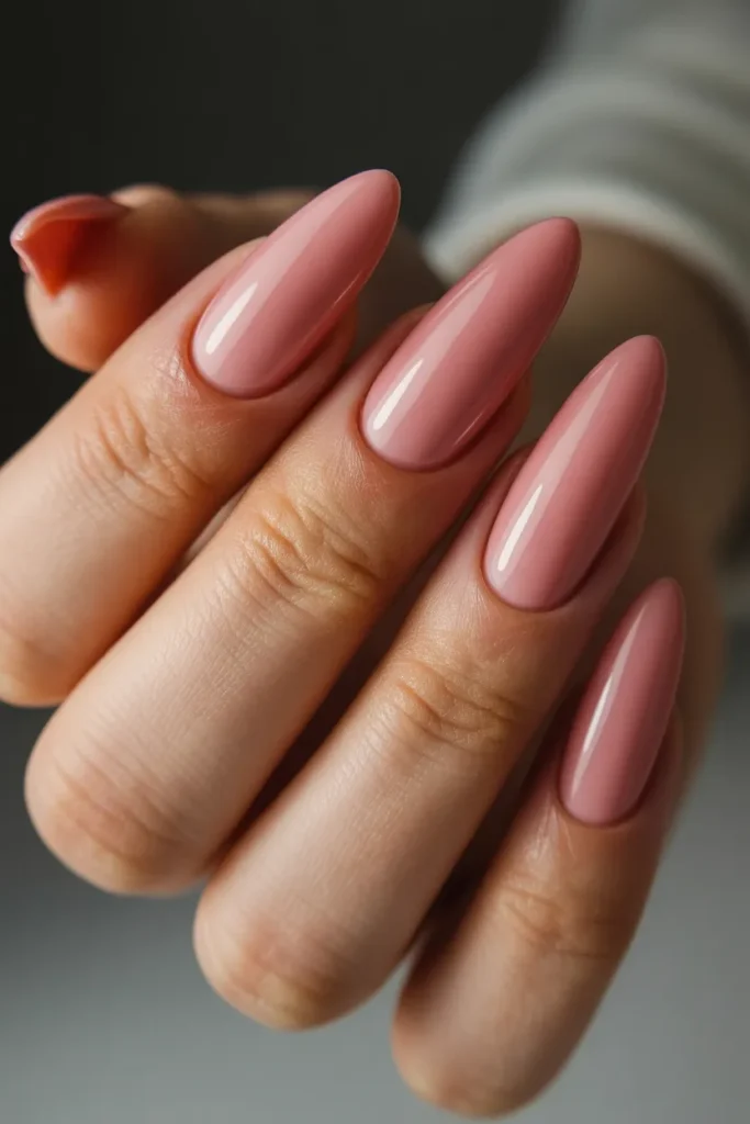 9. Mothers Day Nails Acrylic — Long Almond in Rose 1