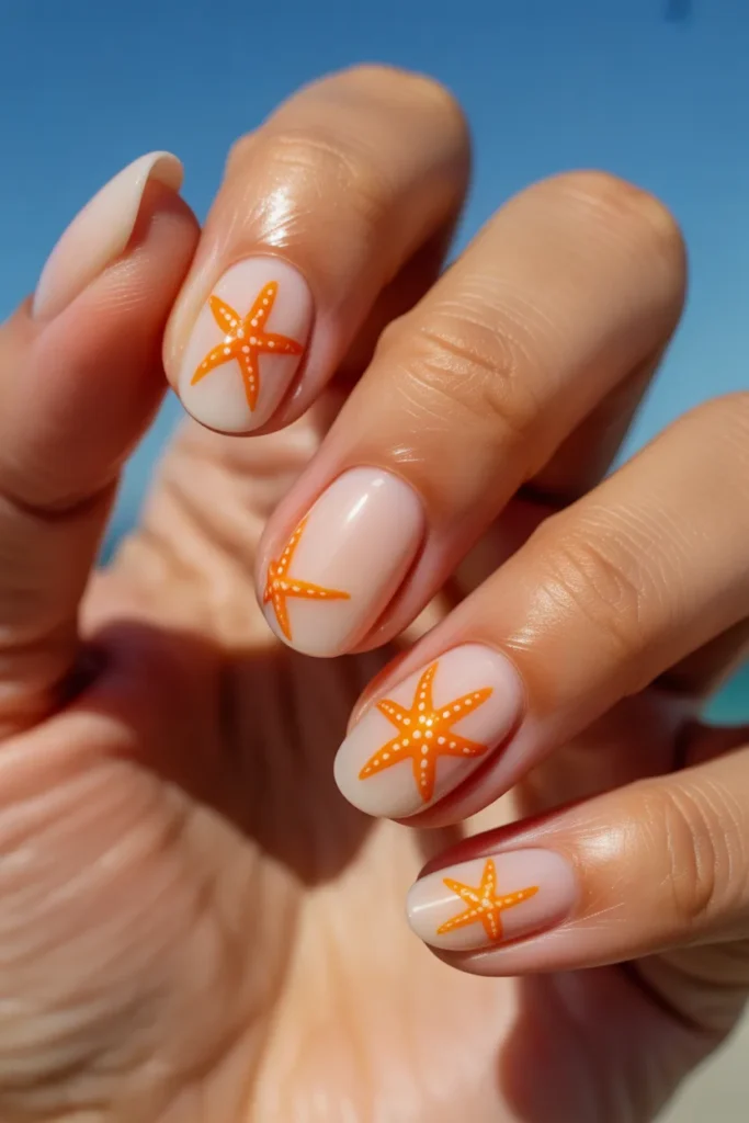 9. Starfish Nails Orange — Tropical Warmth