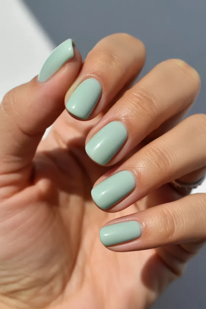 9. Summer Nails Short — Simple Mint Solid