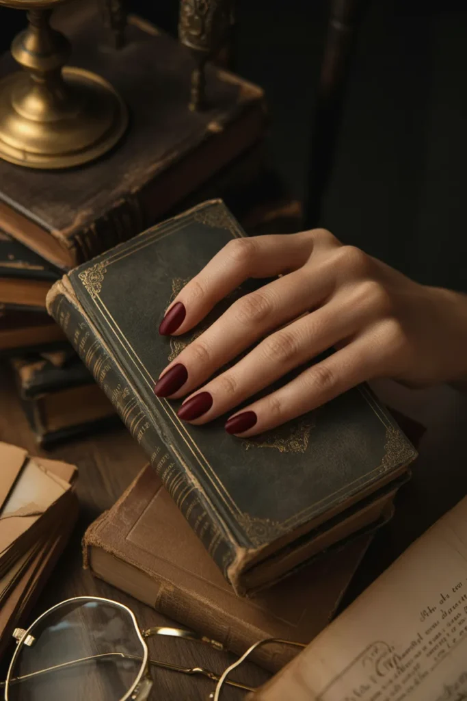 9. Wine Red Nail Polish Aesthetic — Dark Academia