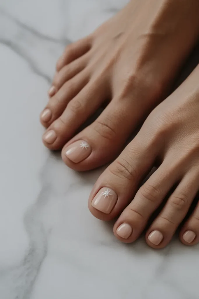 9.Neutral 4th of July Toenails
