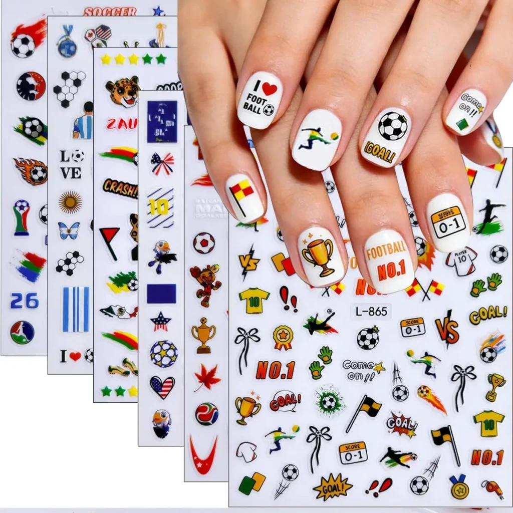 9.Soccer Game Nail Stickers 6 Sheets