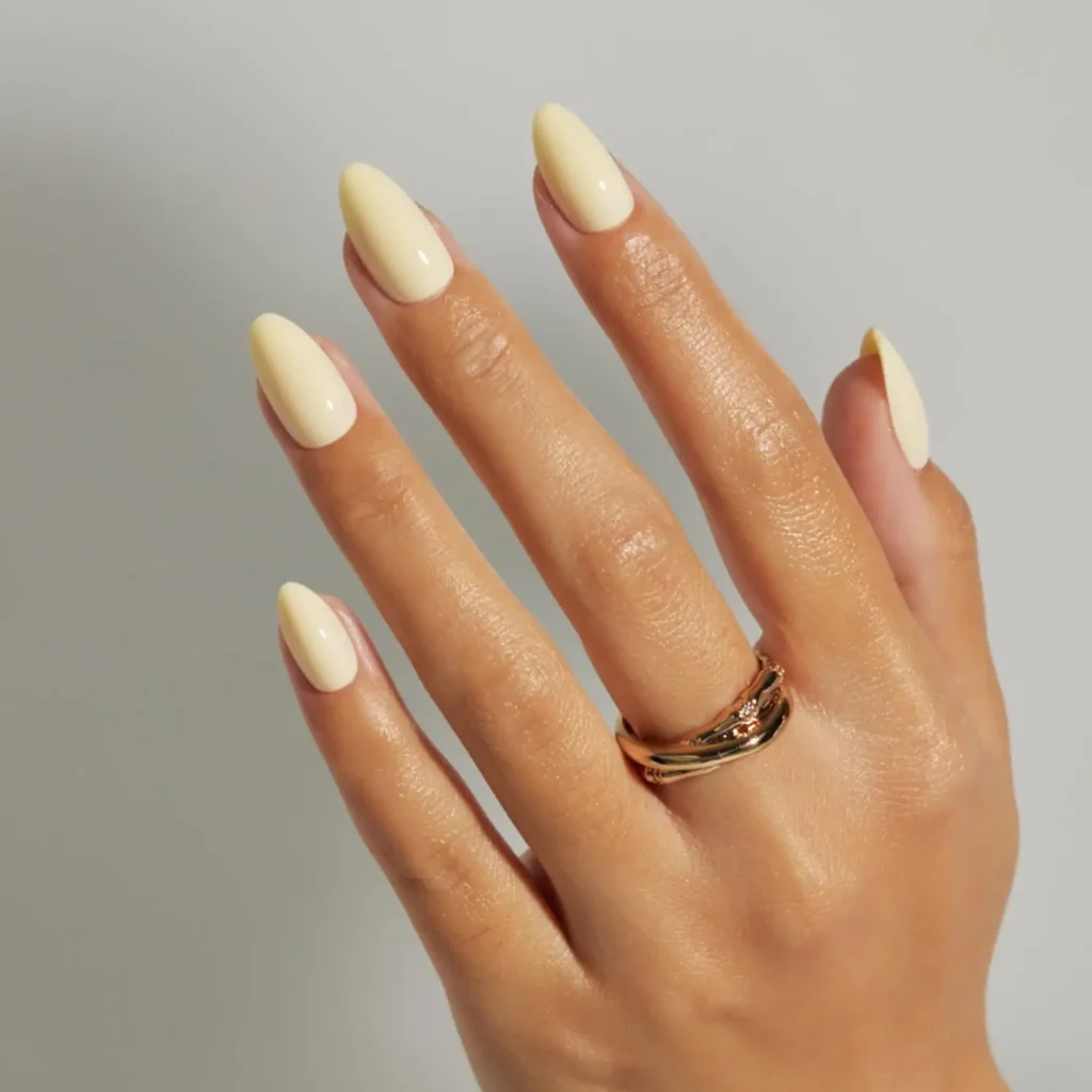 Summer Almond Nails 2 Butter Yellow Press On Nails