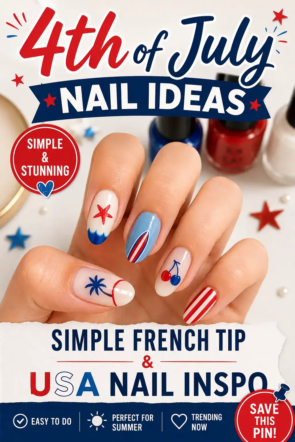 4th of July Almond Nails