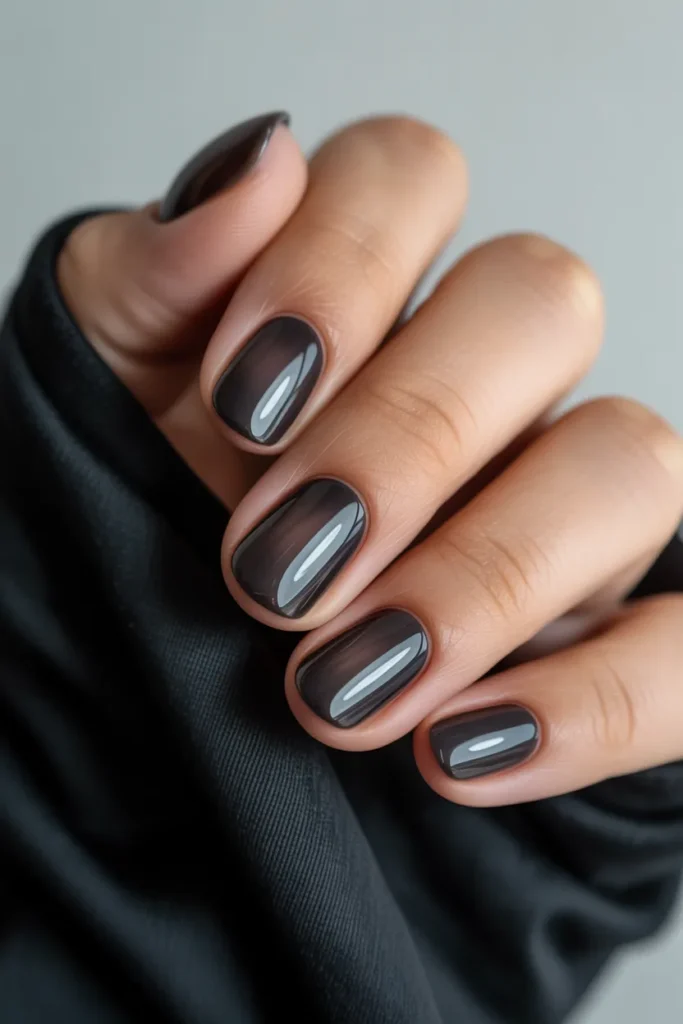 15. Black Aura Nails — Dark Smoky Glow