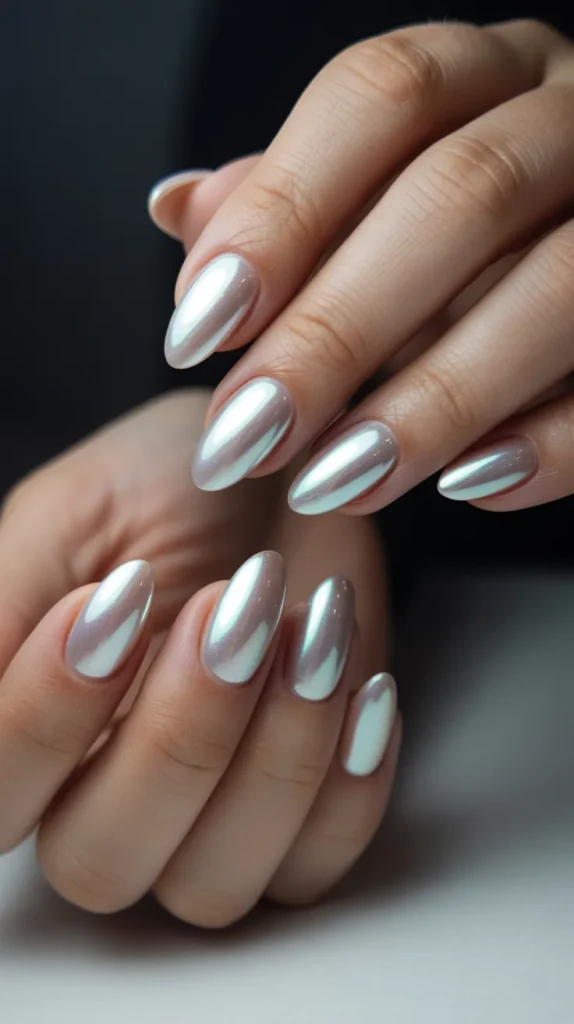20. Fancy Aura Nails — Iridescent Pearl Galaxy