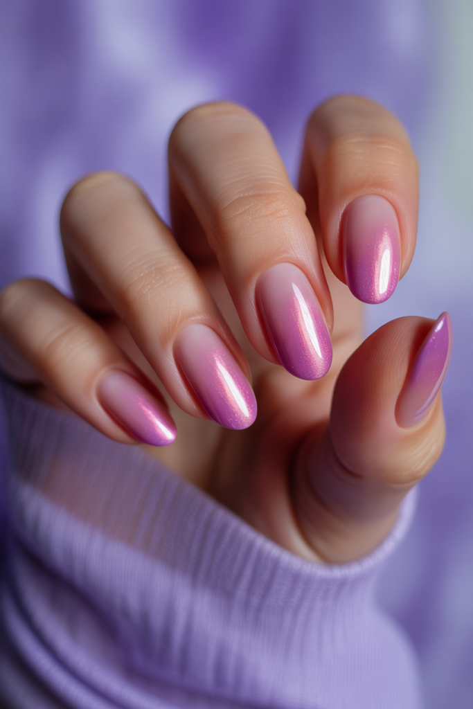 3. Pink Purple Aura Nails — Gradient Glow
