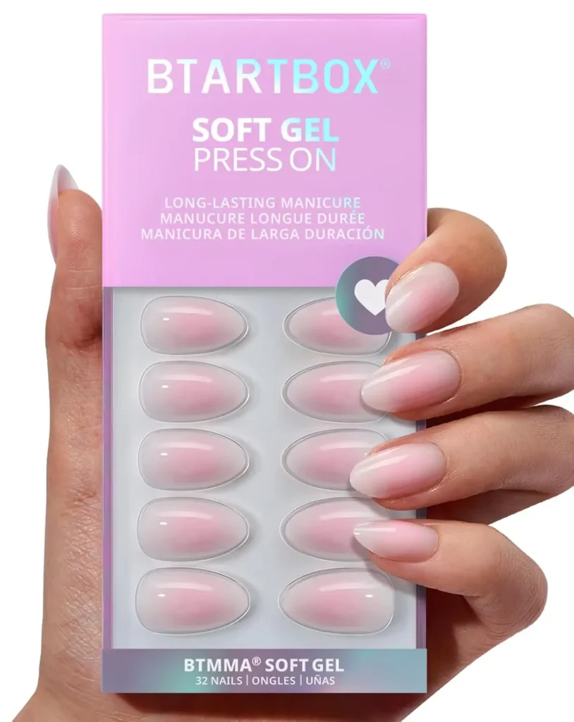 Aura Nails 4 3.Pink Ombre Almond Press On Nails