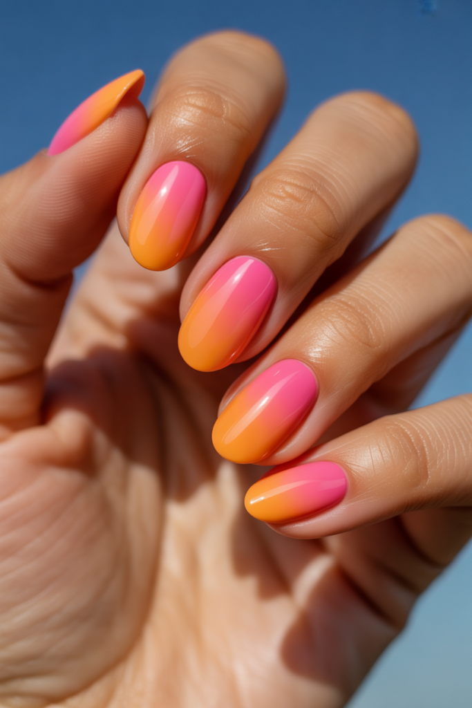 4. Gradient Pink Orange Aura — Summer Almond